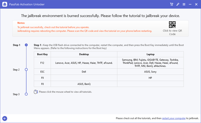 jailbreak successfully in passfab activation unlocker
