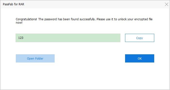 rar password decrypted successfully with passfab for rar